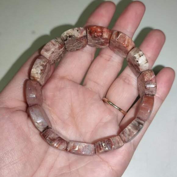 Coral Jade soft bangle bracelet natural crystal gift - Picture 3 of 6